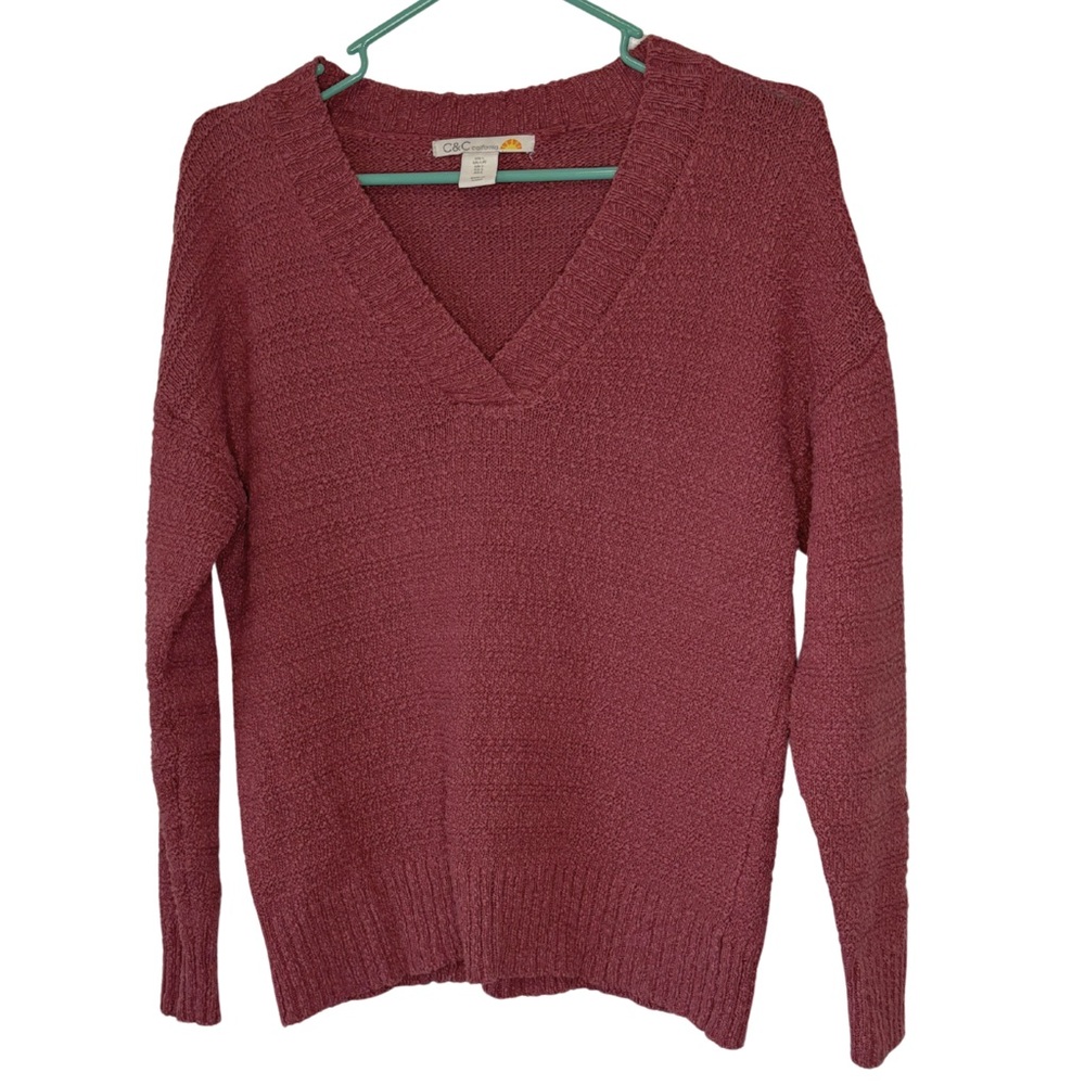 3/$20 C&C California Dark Pink V-Neck Sweater